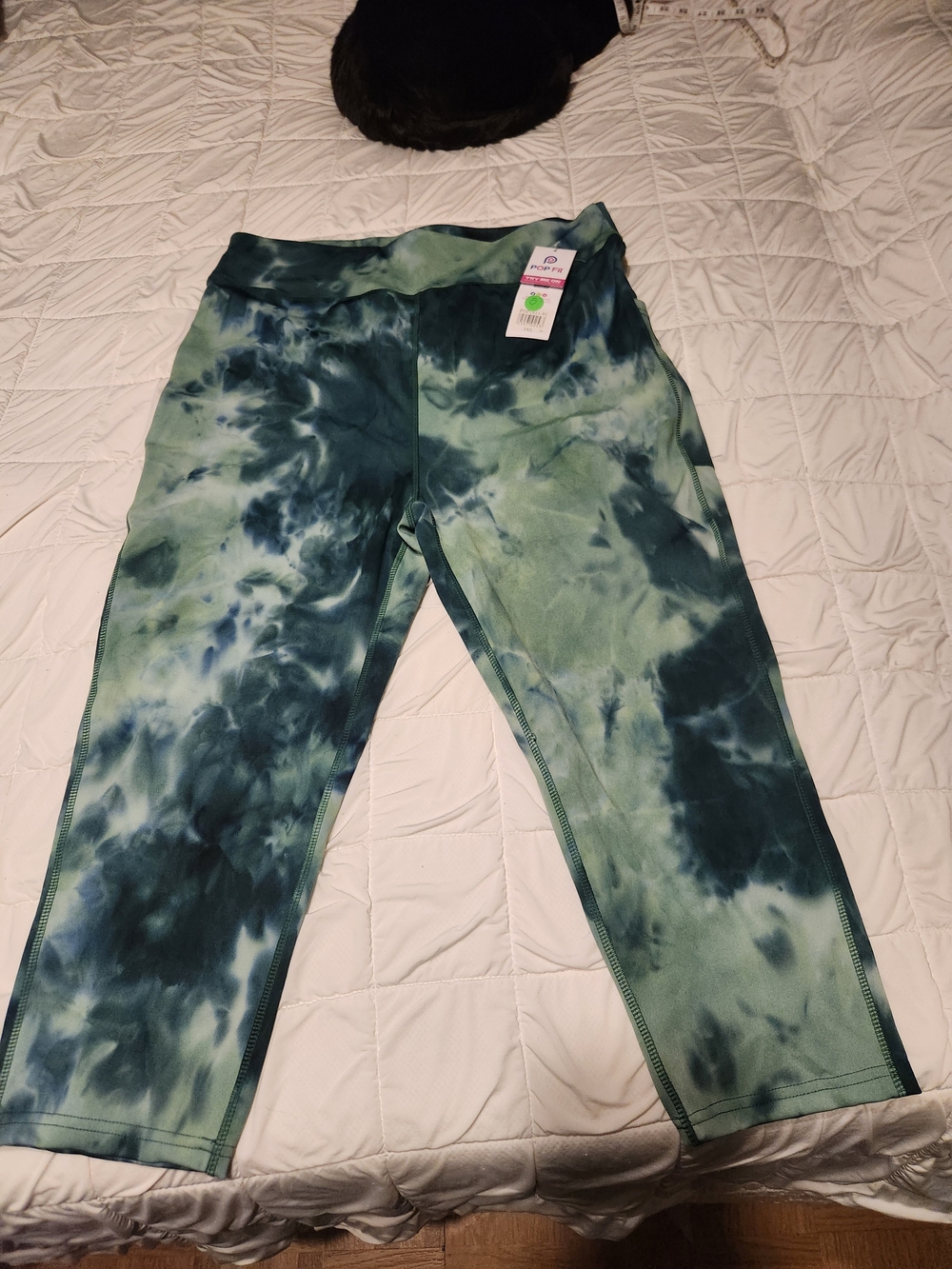 POP Fit Teal & Light Green Tie-Dye 7/8 Leggings